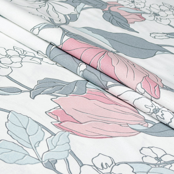 Фото - Простынь полуторная Home Line бязь 145Х215 весенний вечер серо-розовый (173550)