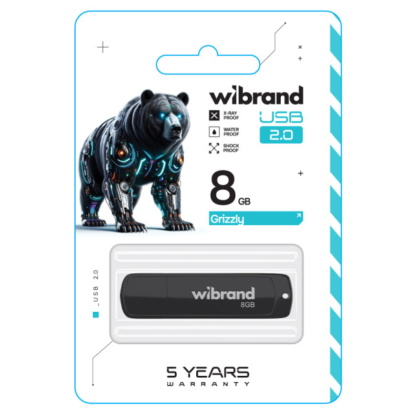 Фото - Флеш USB Wibrand USB 2.0 Grizzly 8Gb Black (WI2.0/GR8P3B)