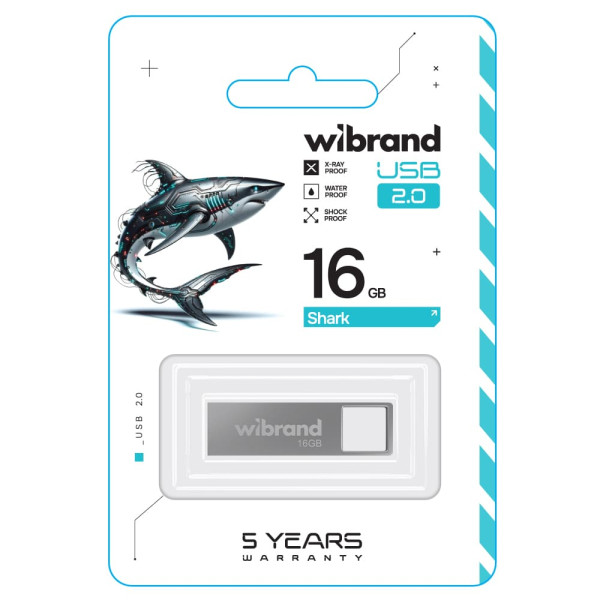 Фото - Флеш USB Wibrand USB 2.0 Shark 16Gb Silver (WI2.0/SH16U4S)