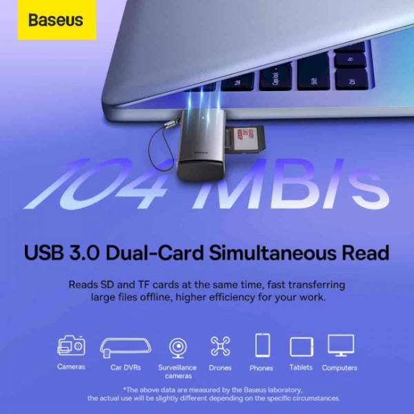 Фото - Кардридер Baseus Lite Series USB-A to SD/TF Gray (WKQX060013)