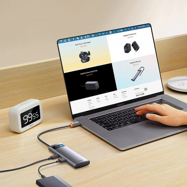 Фото - Хаб USB Baseus Metal Gleam Series 4-in-1 Type-C HUB Gray (WKWG070113)