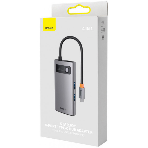 Фото - Хаб USB Baseus Metal Gleam Series 4-in-1 Type-C HUB Gray (WKWG070113)