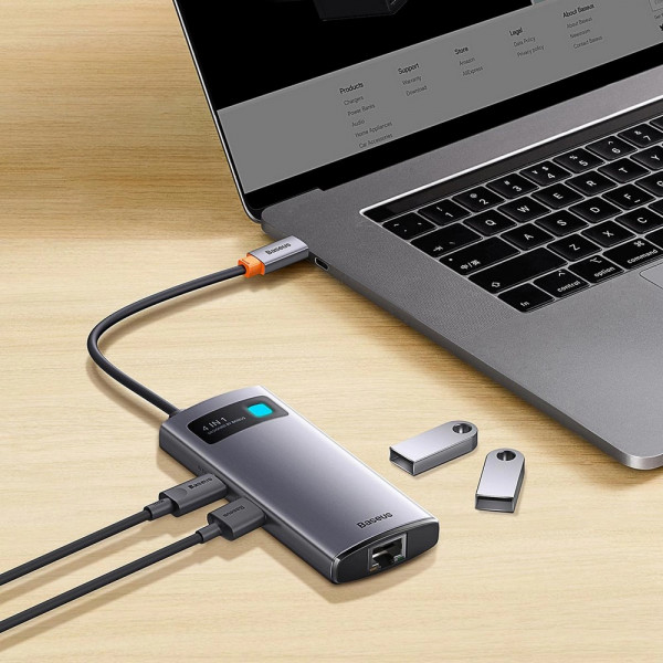 Фото - Хаб USB Baseus Metal Gleam Series 4-in-1 Type-C HUB Gray (WKWG070113)