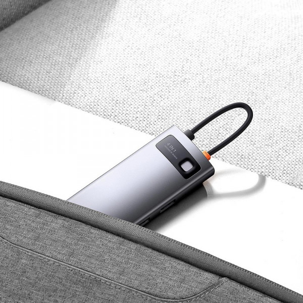 Фото - Хаб USB Baseus Metal Gleam Series 4-in-1 Type-C HUB Gray (WKWG070113)