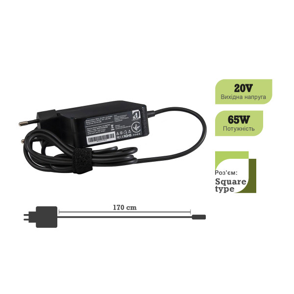 Фото - Зарядное устройство для ноутбука 1stCharger 65W 20V 3.25 USB Wall Mount (WM1ST20V65WUSB)