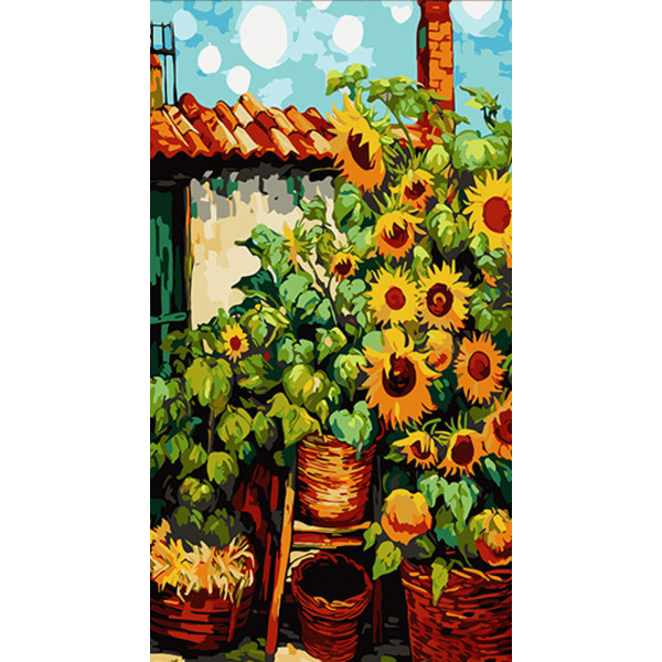 Фото - Картина по номерам Strateg Подсолнухи у дома 50х25 см (WW154) Фото - Картина по номерам Strateg Подсолнухи у дома 50х25 см (WW154)