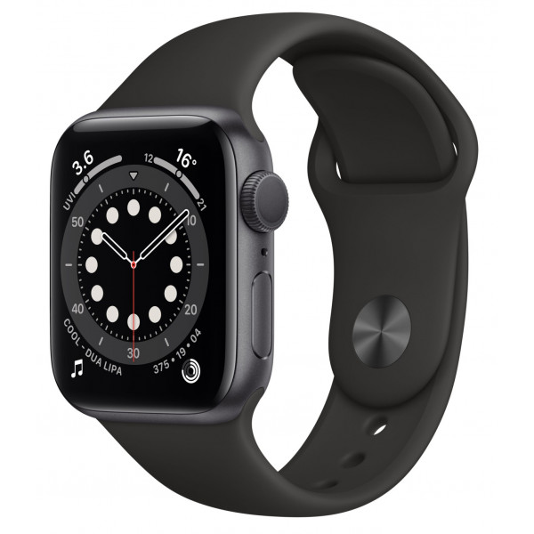 Apple Watch Series 6 44mm Space Gray Aluminium Case with Black Sport Band