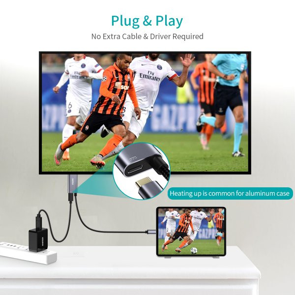 Фото - Кабель синхронизации данных Choetech USB-C на HDM 1.8m (XCH-M180GY)