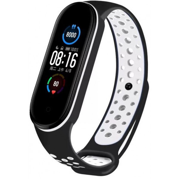Фото - Ремешок для фитнес-браслета XOKO Sport for Xiaomi Mi Band 5/6/7 Black/White (XK-BND-SP-BKWH)