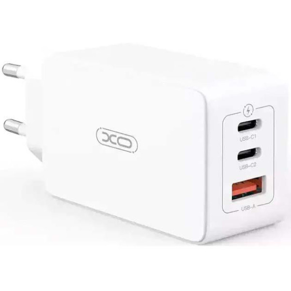 Фото - Сетевое зарядное устройство XO CE13 PD65W GaN (2Type-C/1USB) White (XO-CE13-WH)