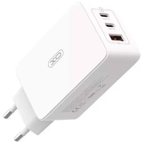 Фото - Сетевое зарядное устройство XO CE13 PD65W GaN (2Type-C/1USB) White (XO-CE13-WH)