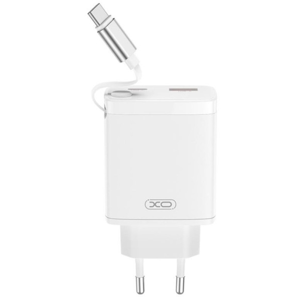 Фото - Сетевое зарядное устройство XO CE31 30W Gallium Nitride Fast Charger з Retractable Кабелем (1USB-A +1USB-C+1TYPE-C cable) (XO-CE31)