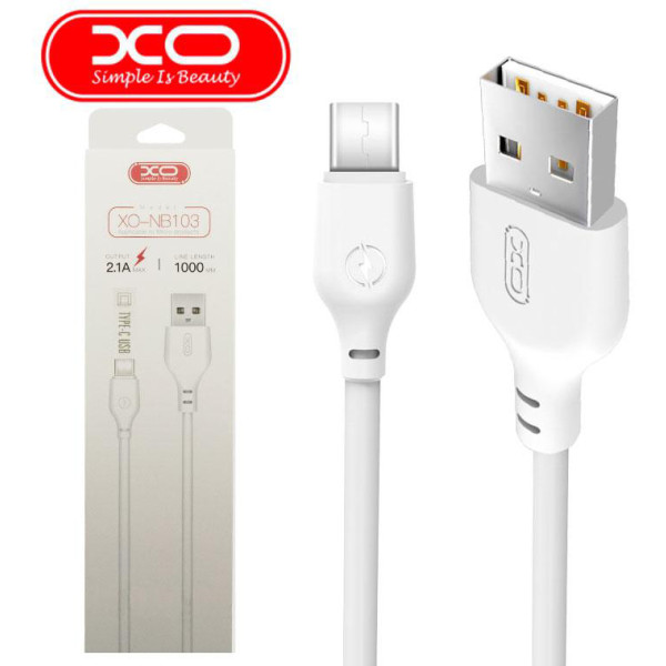 Фото - Кабель синхронизации данных XO NB103 2.1 А Type-C White 1m (XO-NB-103-TC-1-WH)