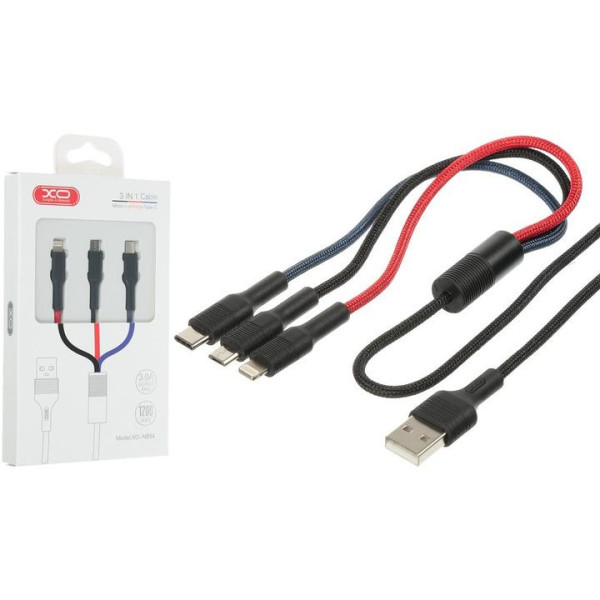 Фото - Кабель синхронизации данных XO NB54 3in1 USB -Lightning+MicroUSB+Type-C (XO-NB54-3in1)