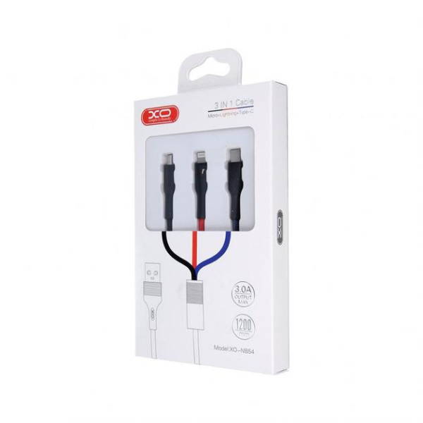 Фото - Кабель синхронизации данных XO NB54 3in1 USB -Lightning+MicroUSB+Type-C (XO-NB54-3in1)