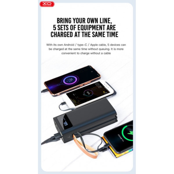 Фото - Батарея мобильная XO 30000mAh + кабель 3в1 (XO-PR142-BK)