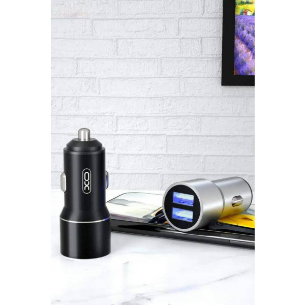 Фото - Автомобильное зарядное устройство XO TZ09 2.4A/2 USB + кабель lightning Black (XO-TZ09L-BK)