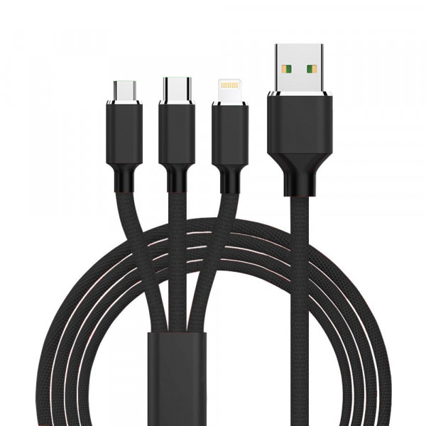 Фото - Кабель XOKO SC-330 Black 3 в 1 - Lightning Micro USB Type-C 1.20m (SC-330-BK)