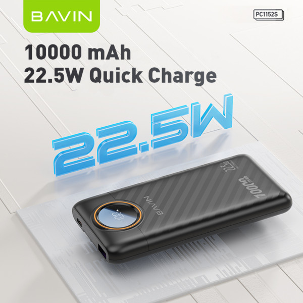 Фото - Батарея мобильная Bavin PC1152S 10000 mAh 22.5W Black (Y-PC1152S-BK)