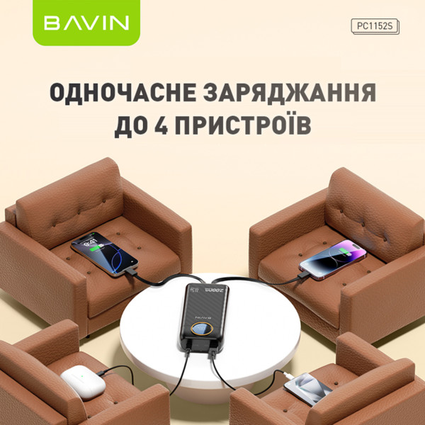 Фото - Батарея мобильная Bavin PC1152S 10000 mAh 22.5W Black (Y-PC1152S-BK)