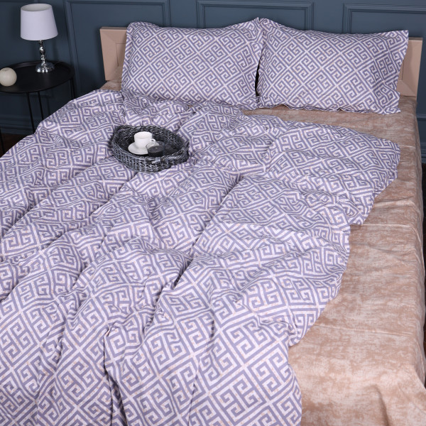 Фото - Простынь двуспальная MirSon Поплин 00-4 Geometry Beige 180х190 см (2200009703157)