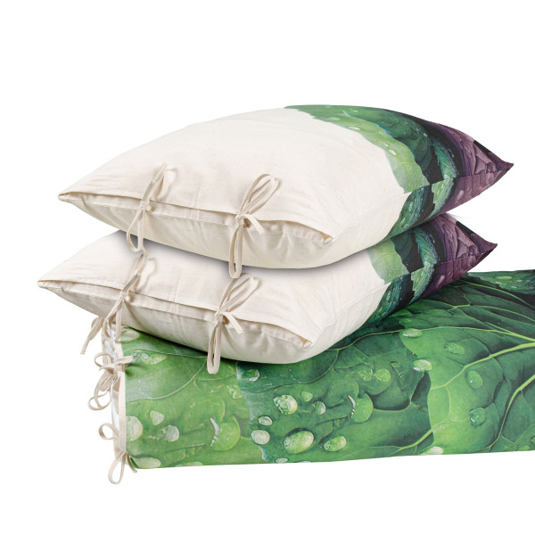 Фото - Комплект постельного белья Home Line БЯЗЬ ЕКО Щ140 150х215 + 50х70 см ПРИНТ КАПУСТА Синяя (185339)