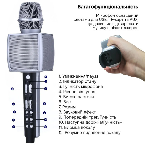 Фото - Микрофон вокальный беспроводной Magic Karaoke YS-98 Silver