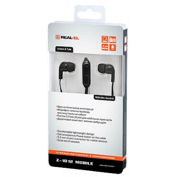 Фото - Наушники вкладыши REAL-EL Z-1012 Mobile Black