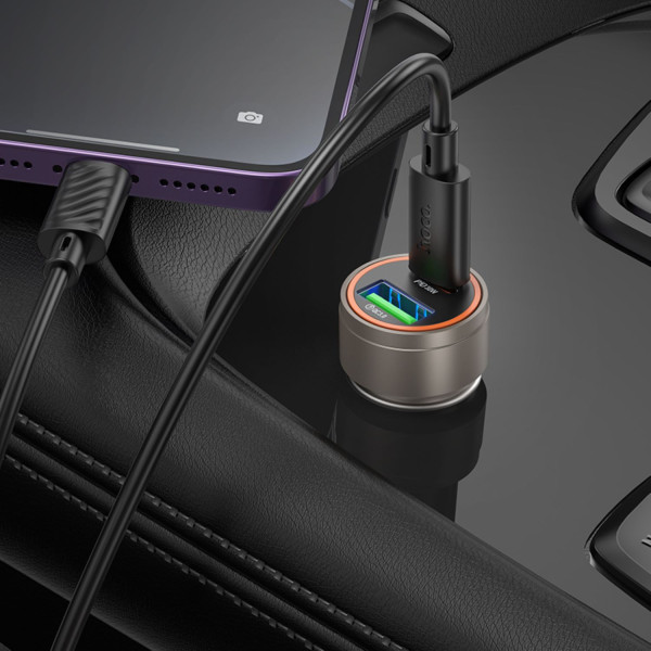 Фото - Автомобильное зарядное устройство HOCO Z57A Glorious PD30W+QC3.0 car charger Metal Gray (6942007633109)