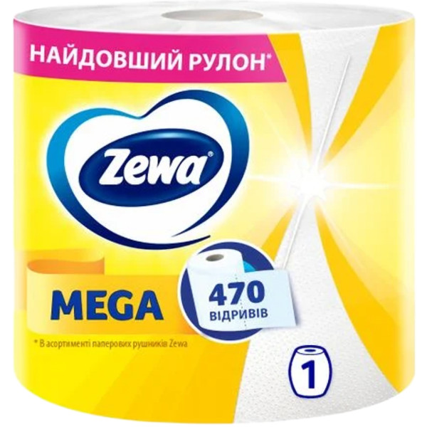 Фото - Полотенца бумажные Zewa Mega Roll 470 ведр. 1 рулон (7322542483046)