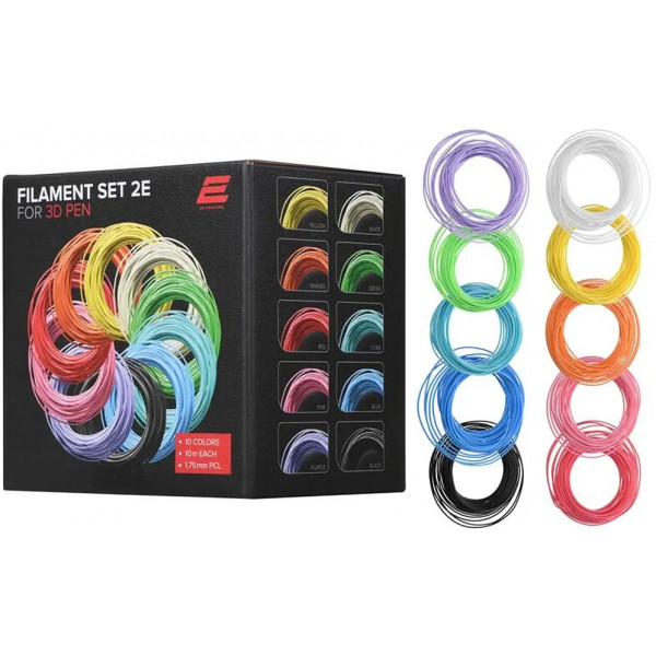 Фото - 3D пластик 2E для 3D ручки 1.75 мм PCL (10 цв*10м) (2E-L-BH010)