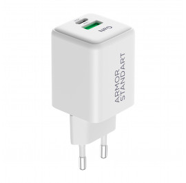 Сетевое зарядное устройство Armorstandart AR371 30W GaN Type-C + USB White (ARM77549)