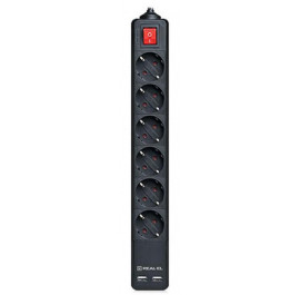 Купить Сетевой фильтр REAL-EL RS-6 Protect USB 5m Black Купить Сетевой фильтр REAL-EL RS-6 Protect USB 5m Black