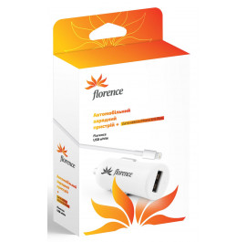 Купить Автомобильное зарядное устройство Florence USB + cable iPhone 5/6/6 Plus White (CC12-IPH6) Купить Автомобильное зарядное устройство Florence USB + cable iPhone 5/6/6 Plus White (CC12-IPH6)
