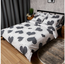 Комплект постельного белья Moon&Star Бязь Gold Люкс Grey Love 160х220 нав. 2х50х70 (MS-820009366)