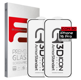 Защитное стекло для смартфона Armorstandart Icon 3D for iPhone 16 Pro Black 2 шт. (ARM83513)