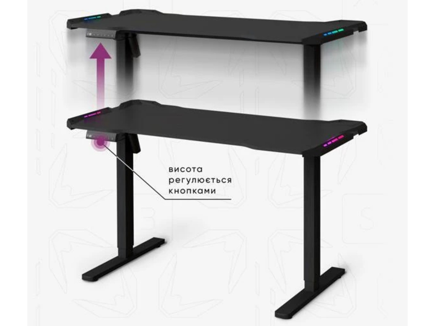 Стіл з електрорегулюванням висоти Mealux PowerDesk Carbon RGB (EVO-201 Carbon / B) — фото 4