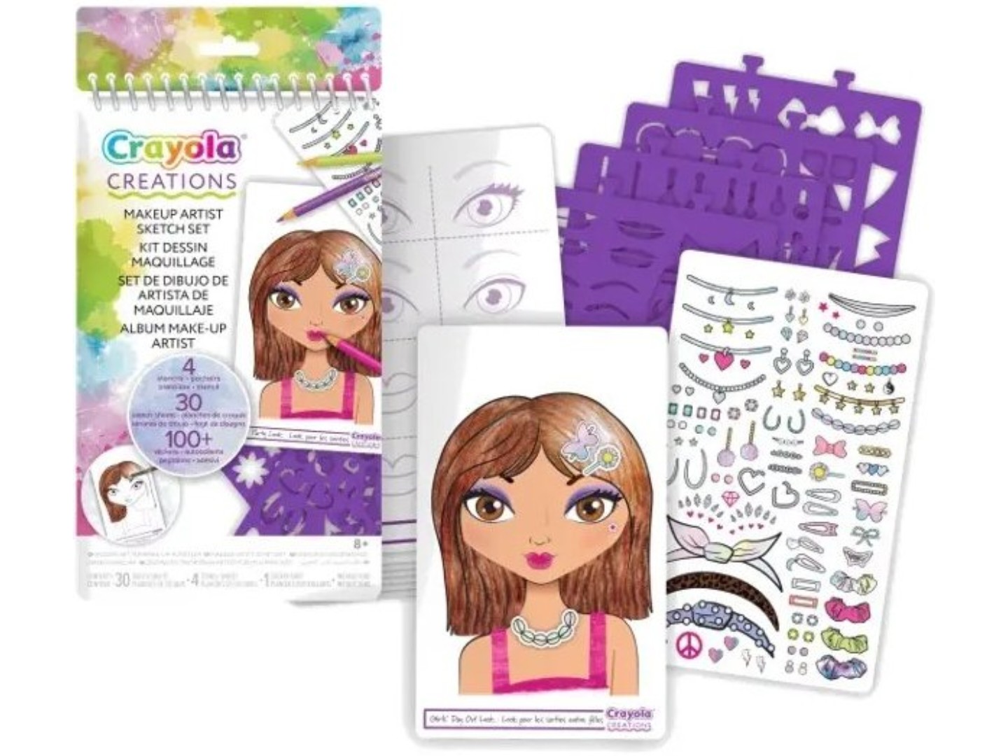 Набір для творчості мікс Crayola ''Юний візажист'' маленький, з наліпками та трафаретами, 30 стор. (04-1055) — фото 2