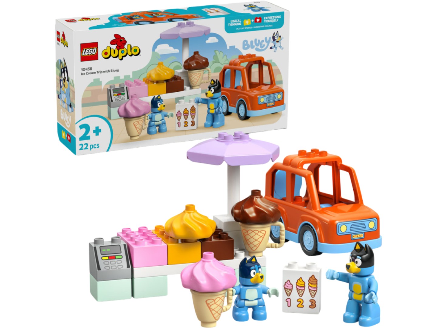 Конструктор LEGO DUPLO Bluey Подорож із морозивом із Блуї (10458)