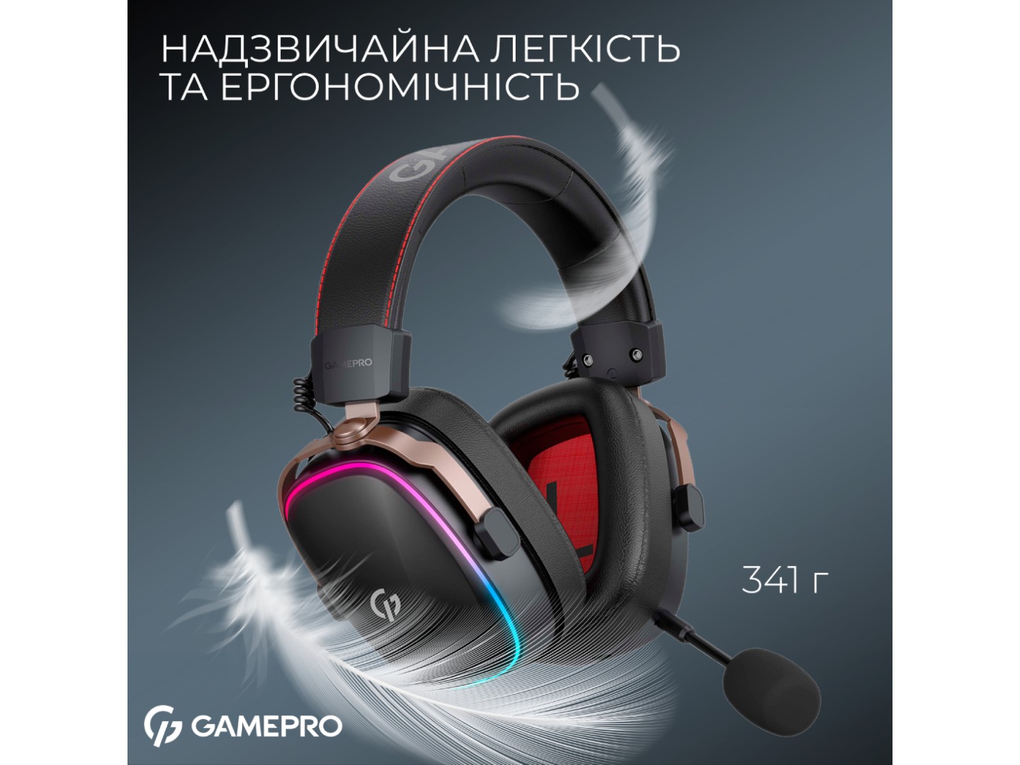 Гарнітура бездротова ігрова GamePro Asgard Valkyria RGB Tri-Mod (HSW249B) — фото 12