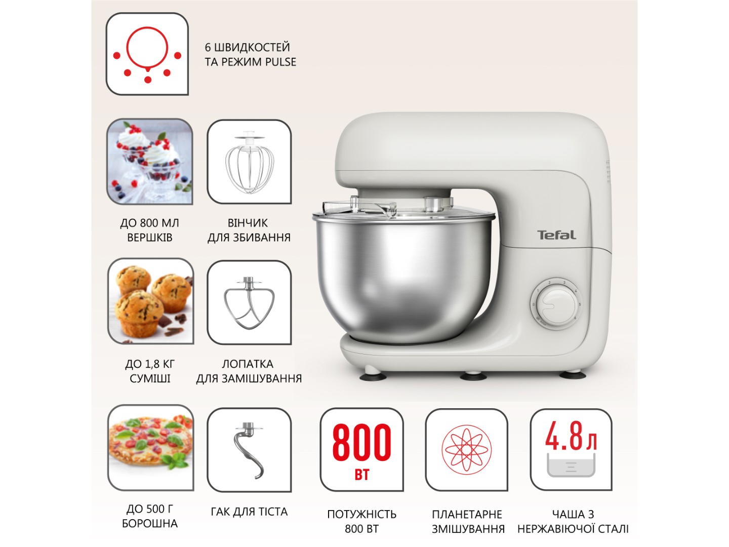 Планетарний міксер Tefal QB160138 — фото 13