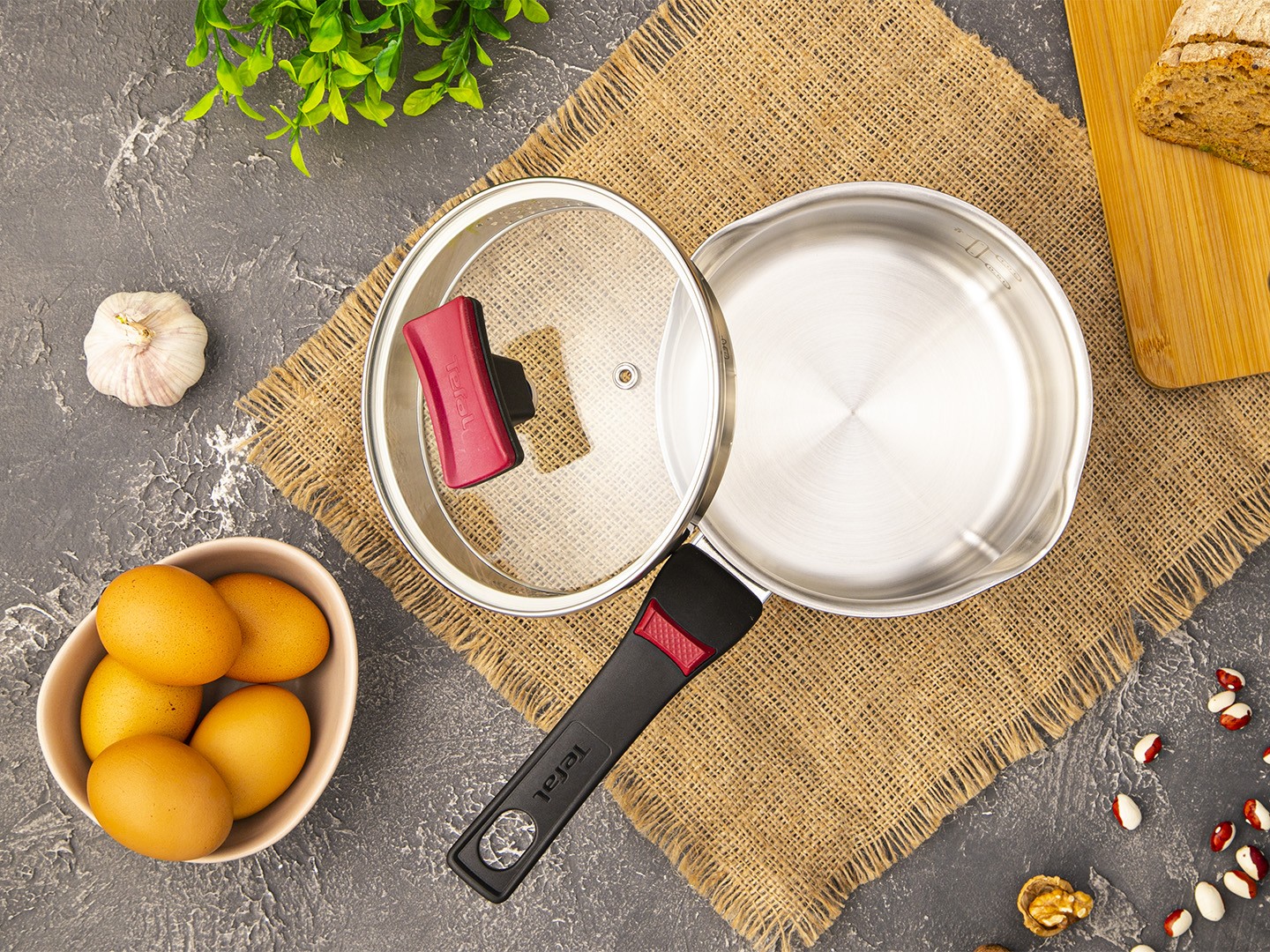 Набір посуду Tefal G723SA74 Cook & Clip 10 пр каструлі 22см (6,1 л)/24 см (5,0 л)/20 см (2,9 л)/18 см (2,0 л), ковш16 см (1,5 л) — фото 4