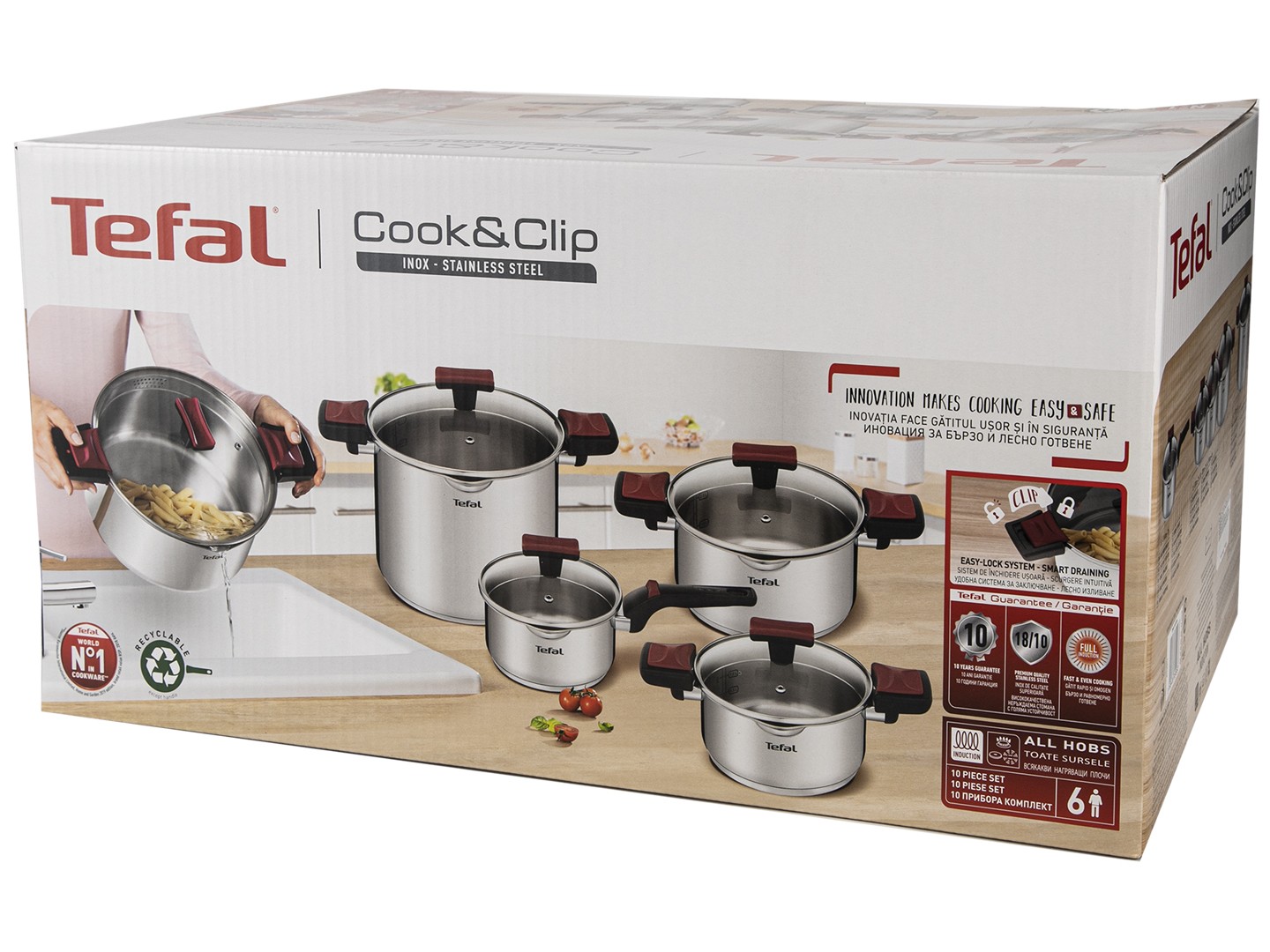 Набір посуду Tefal G723SA74 Cook & Clip 10 пр каструлі 22см (6,1 л)/24 см (5,0 л)/20 см (2,9 л)/18 см (2,0 л), ковш16 см (1,5 л) — фото 27