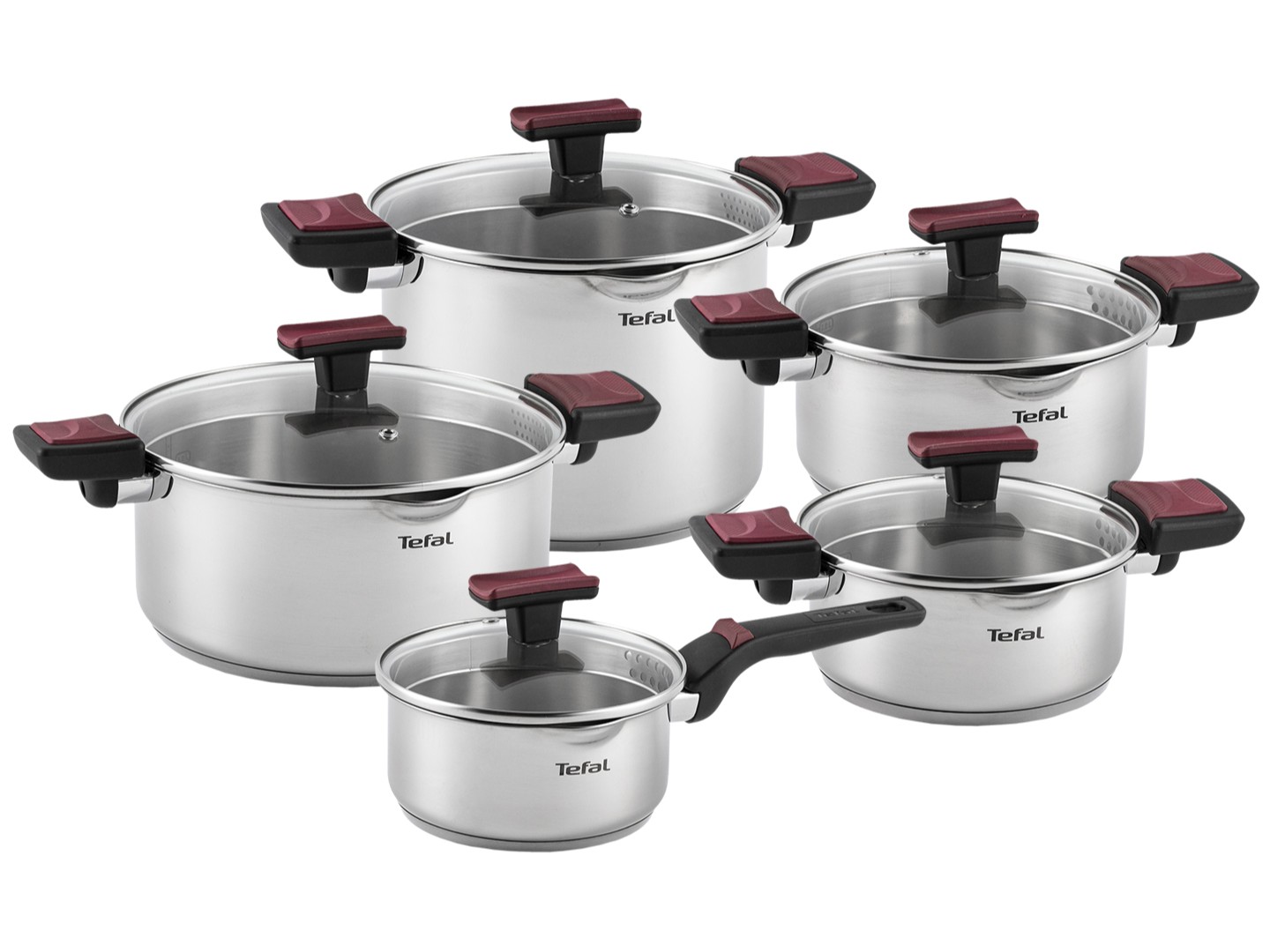 Набір посуду Tefal G723SA74 Cook & Clip 10 пр каструлі 22см (6,1 л)/24 см (5,0 л)/20 см (2,9 л)/18 см (2,0 л), ковш16 см (1,5 л) — фото 1