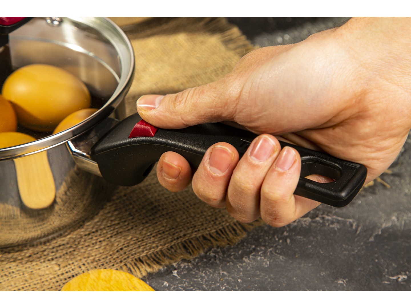 Набір посуду Tefal G723SA74 Cook & Clip 10 пр каструлі 22см (6,1 л)/24 см (5,0 л)/20 см (2,9 л)/18 см (2,0 л), ковш16 см (1,5 л) — фото 11