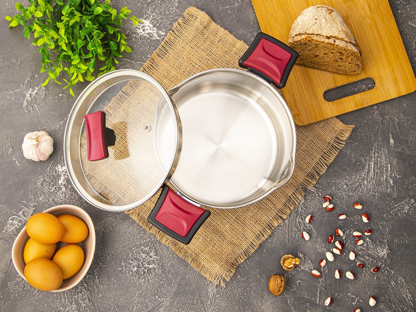 Набір посуду Tefal G723SA74 Cook & Clip 10 пр каструлі 22см (6,1 л)/24 см (5,0 л)/20 см (2,9 л)/18 см (2,0 л), ковш16 см (1,5 л) — фото 5