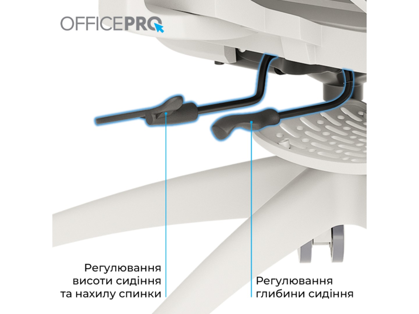 Крісло офісне OfficePro Skyline Footrest (OC750-W-LG-LG) White/Light Gray — фото 8