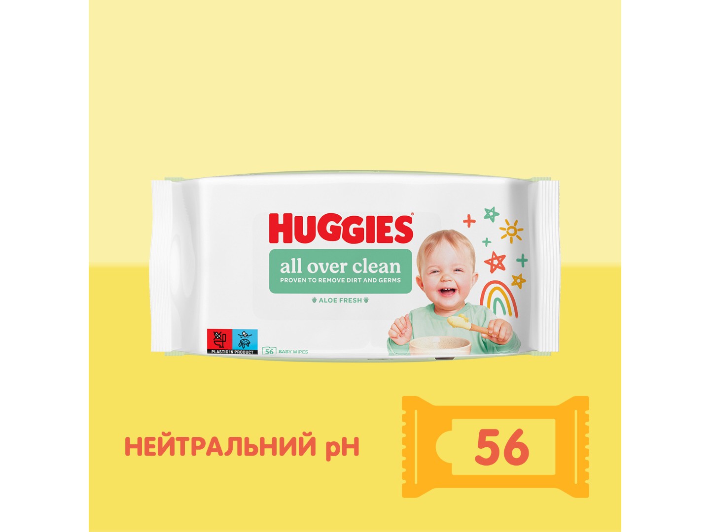 Серветки вологі для дітей Huggies All Over Clean, 56 шт. — фото 4
