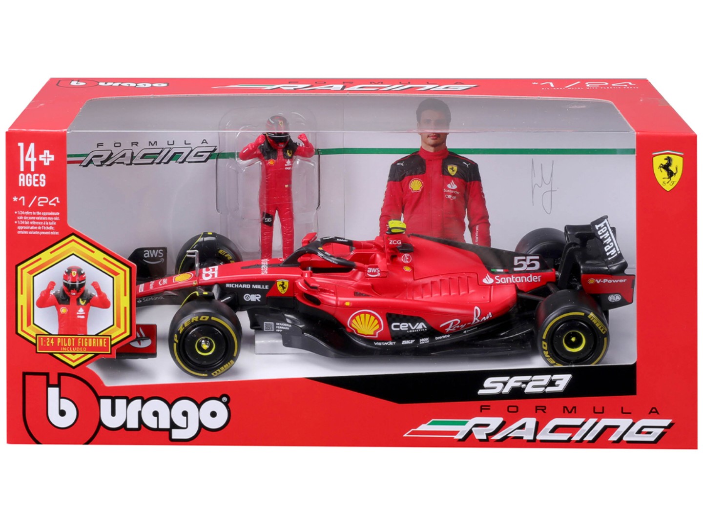 Колекційна машинка 1:24 Bburago з фігуркою - FERRARI SF-23 1:24 (18-26809) — фото 11