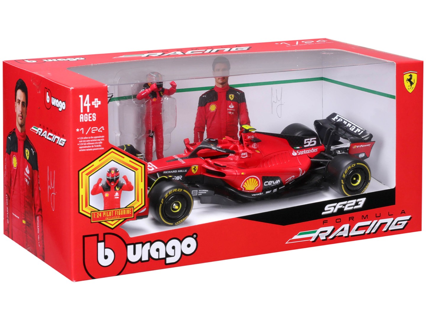 Колекційна машинка 1:24 Bburago з фігуркою - FERRARI SF-23 1:24 (18-26809) — фото 9